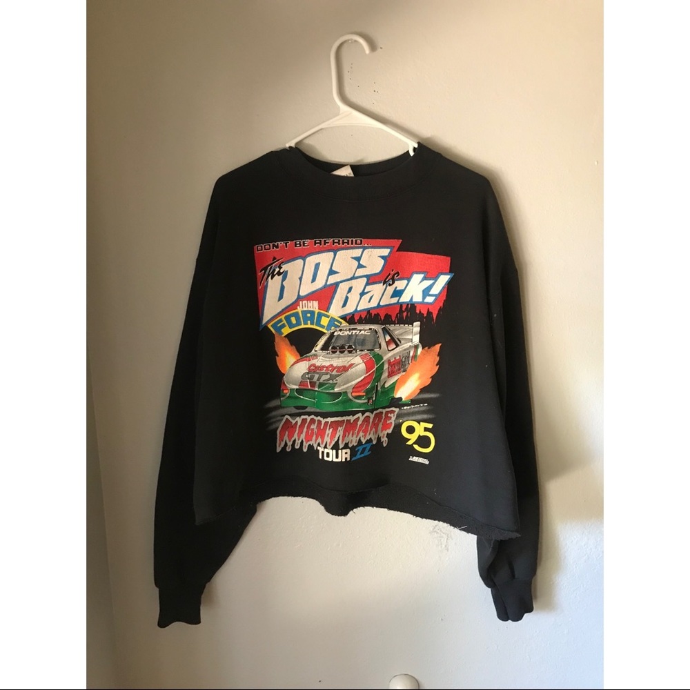 Vintage 90’s John Force “The boss is back” cropped crewneck sweatshirt